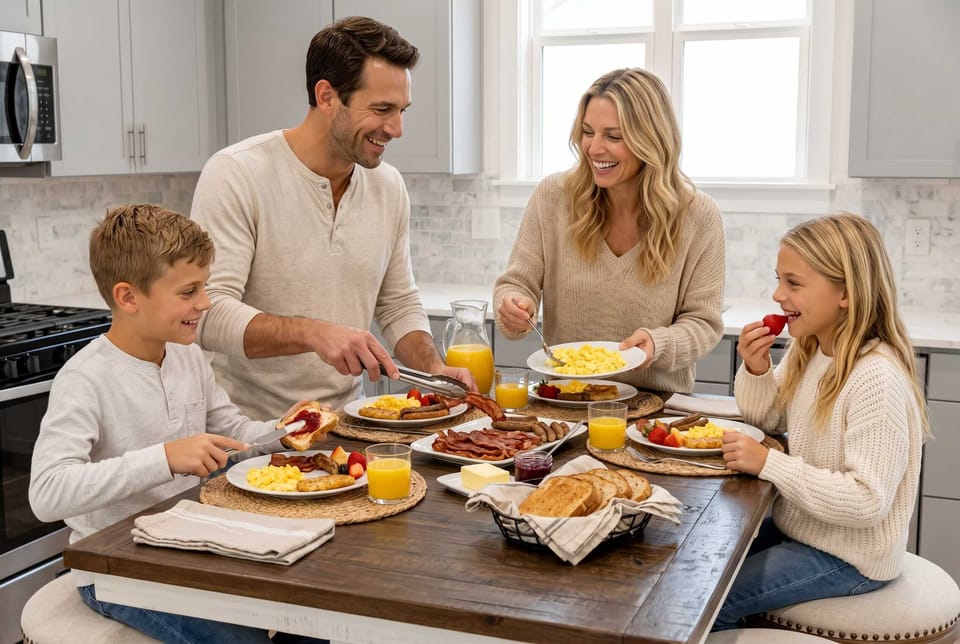 Breakfast feels better here. Gather the crew around the island for a homemade spread before your day of Memphis adventures.