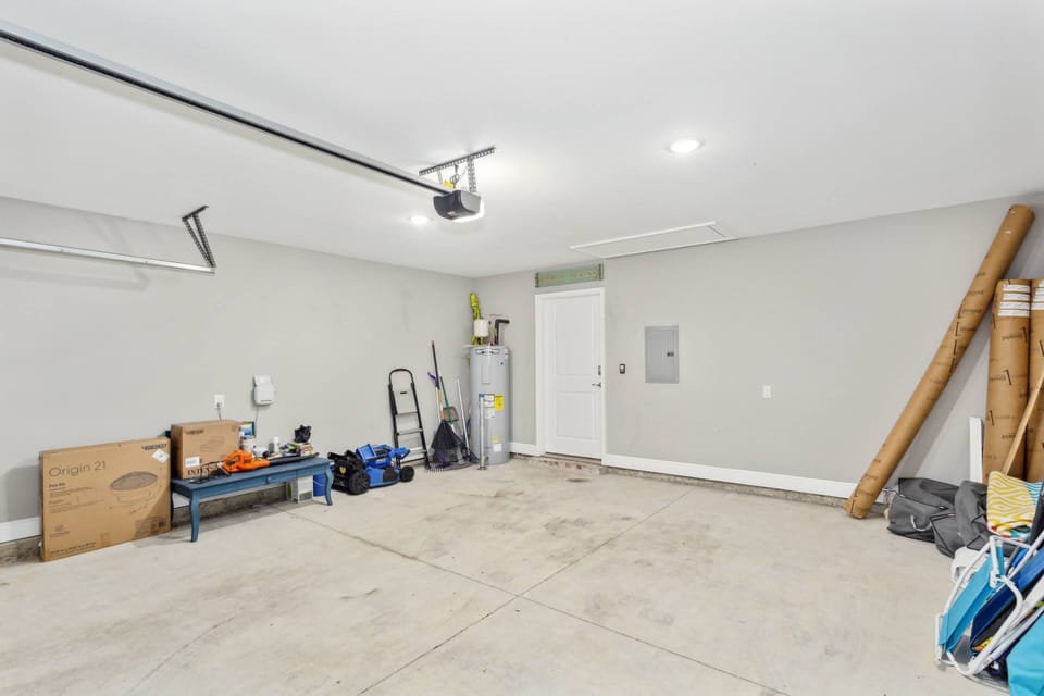 The garage can accommodate one smaller vehicle
