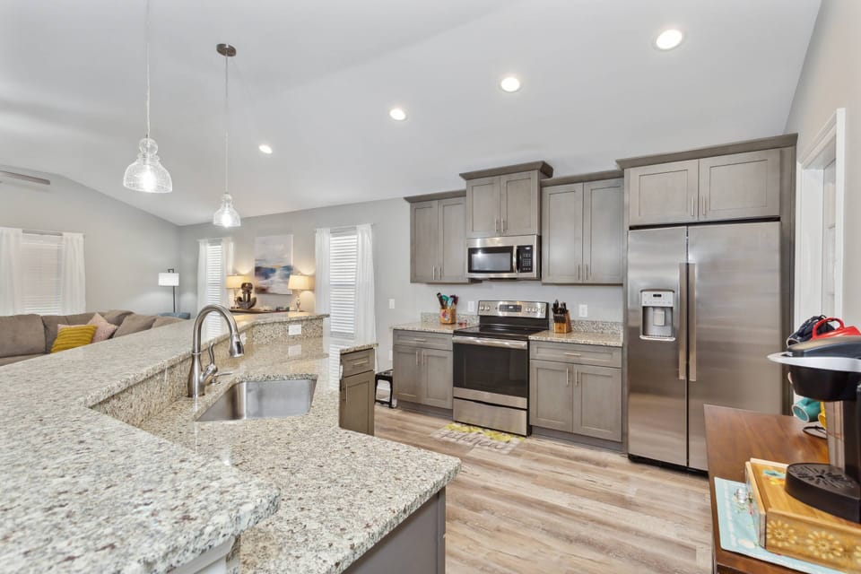 Totally new kitchen with stainless appliances and granite countertops