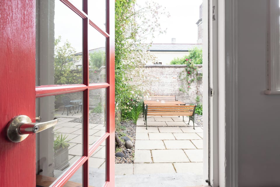 Step outside and into the courtyard