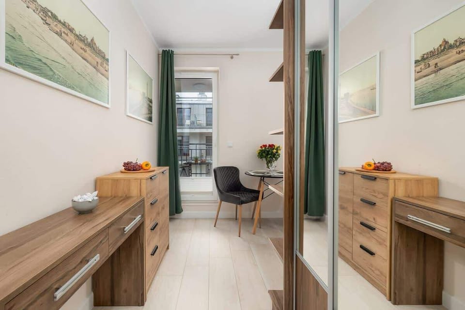 The living area's sleek design is both functional and aesthetically pleasing.