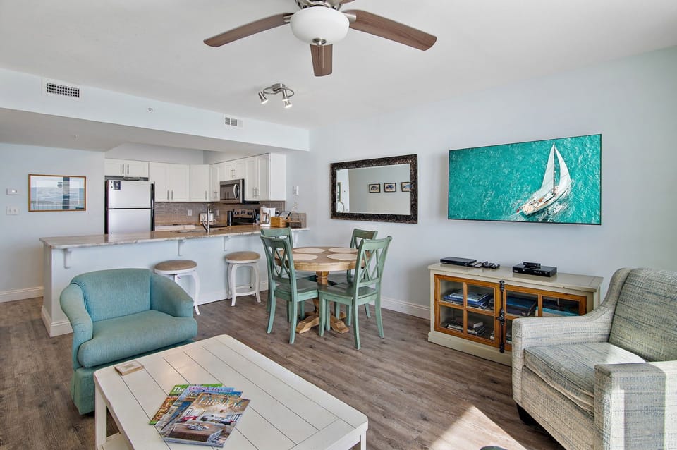 Living room and dining area