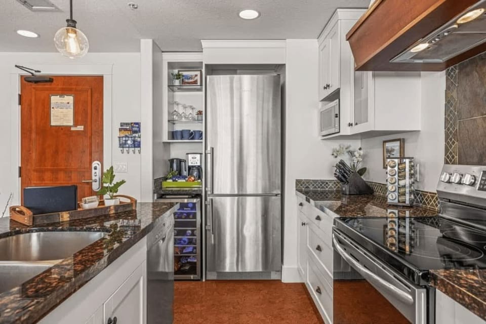 Coffee station and wine fridge