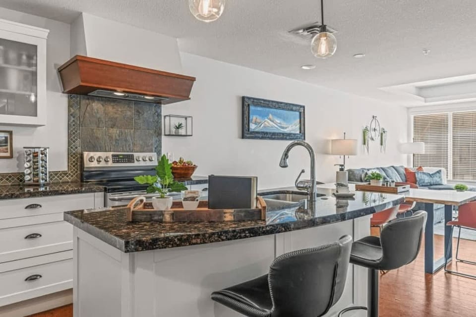 Fully stocked open kitchen