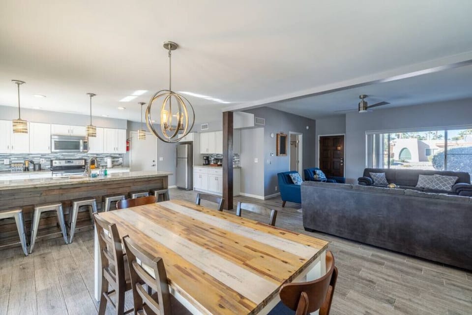 Dine in style in this spacious, beautifully designed dining area.