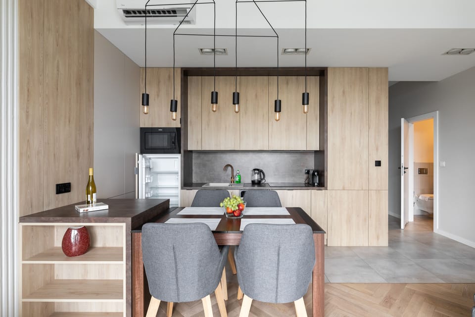 Apartment | Private kitchen | Fridge, microwave, stovetop, dishwasher