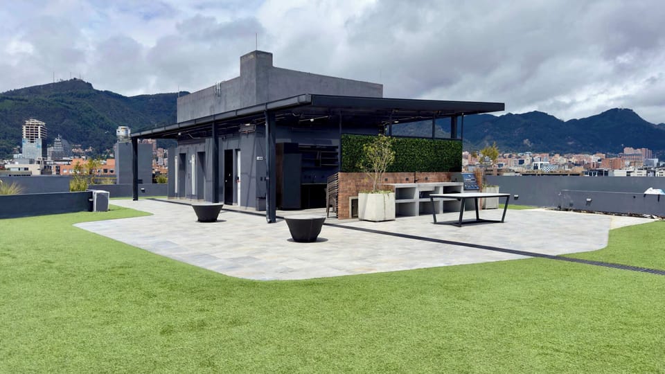 Rooftop terrace with green areas