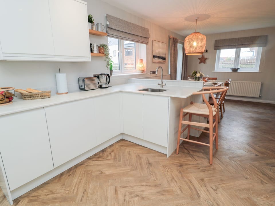 Fridge, dishwasher, electric kettle, toaster