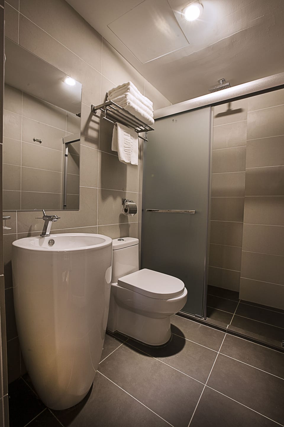 First Class Family | Bathroom | Shower, hair dryer (on request), bidet, towels