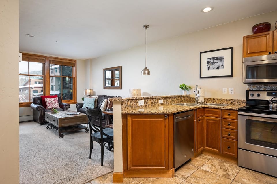Living area leads into the kitchen