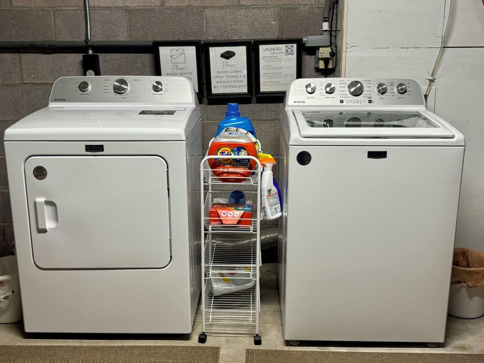 Full-Size Washer & Dryer with Complimentary Laundry Supplies