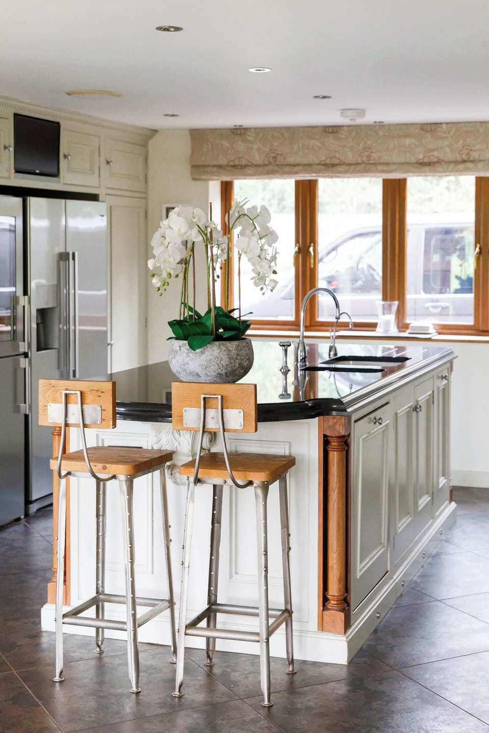 The central island is perfect for morning coffee or evening drink while dinner is cooking.