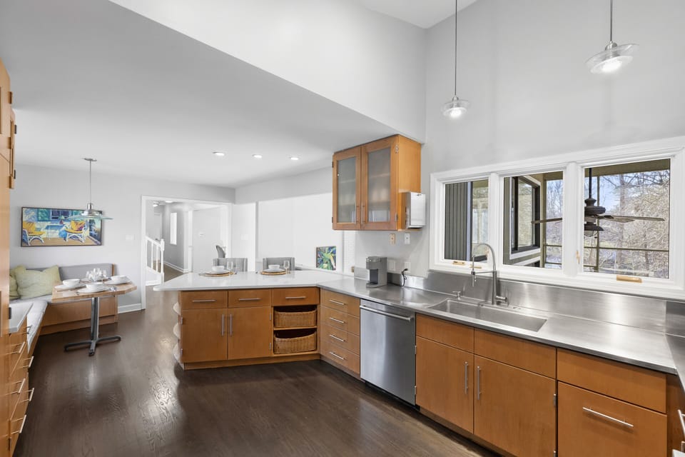 Fully stocked kitchen.