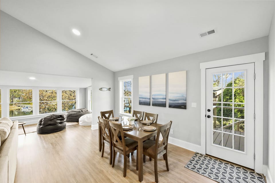 Dining space with access to the side deck.