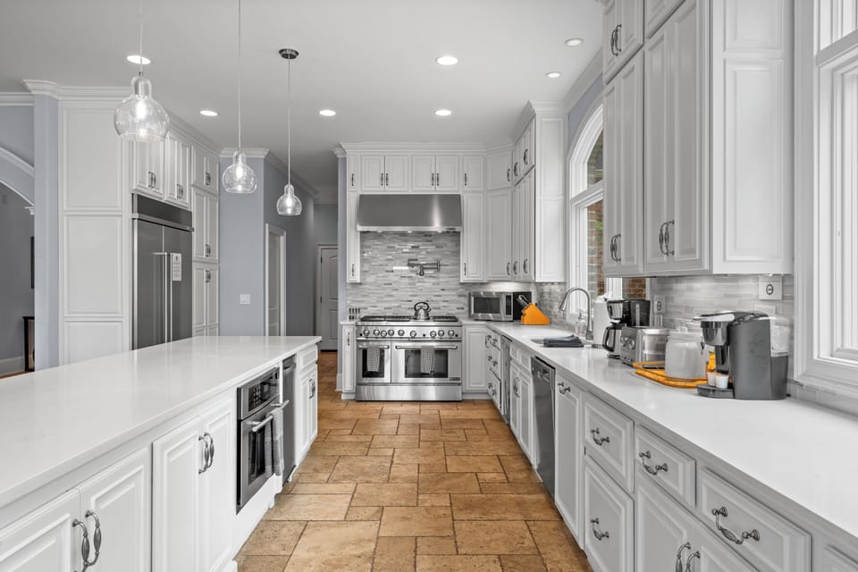 Huge, fully stocked kitchen to prep all your group meals. 