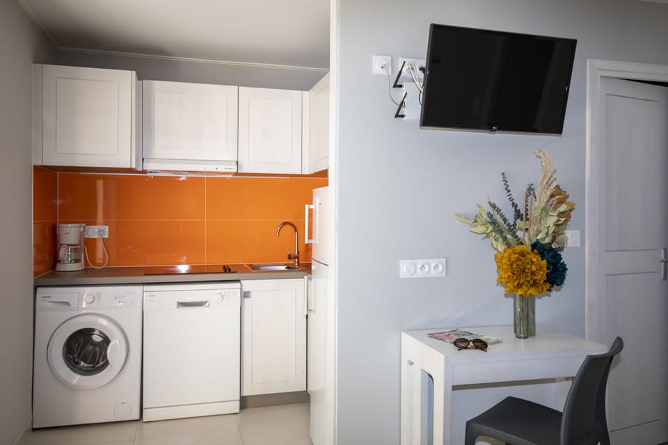 Studio, Terrace, Garden View, for 2 people | Private kitchen | Fridge, microwave, stovetop, dishwasher