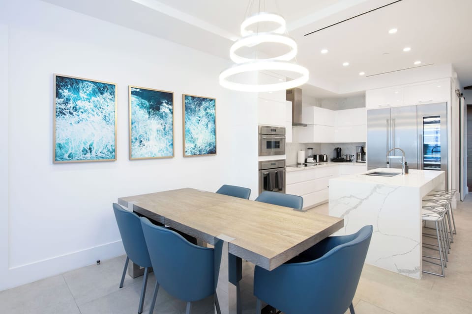 Formal dining table off the kitchen. 