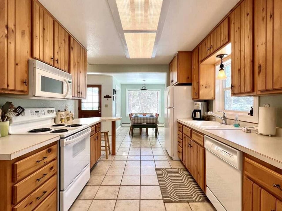 Kitchen with view of dining area