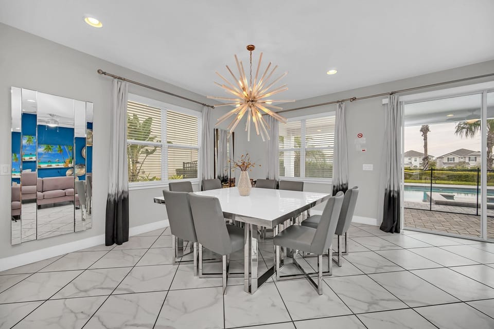 Host unforgettable dinners or themed nights around this custom 8-seat table.