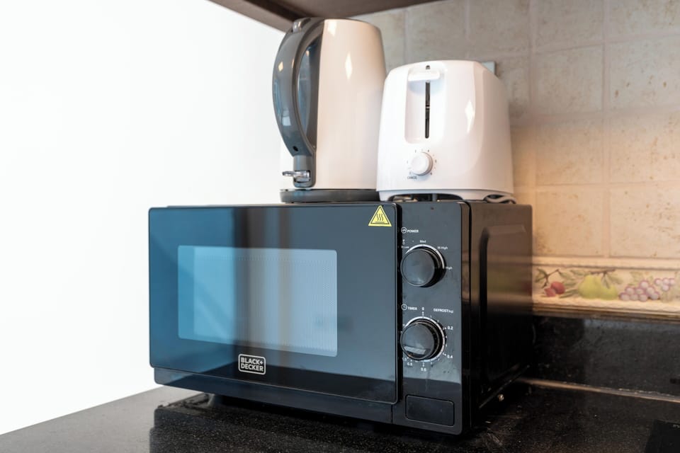 Panoramic Apartment | Private kitchen | Full-size fridge, microwave, oven, stovetop