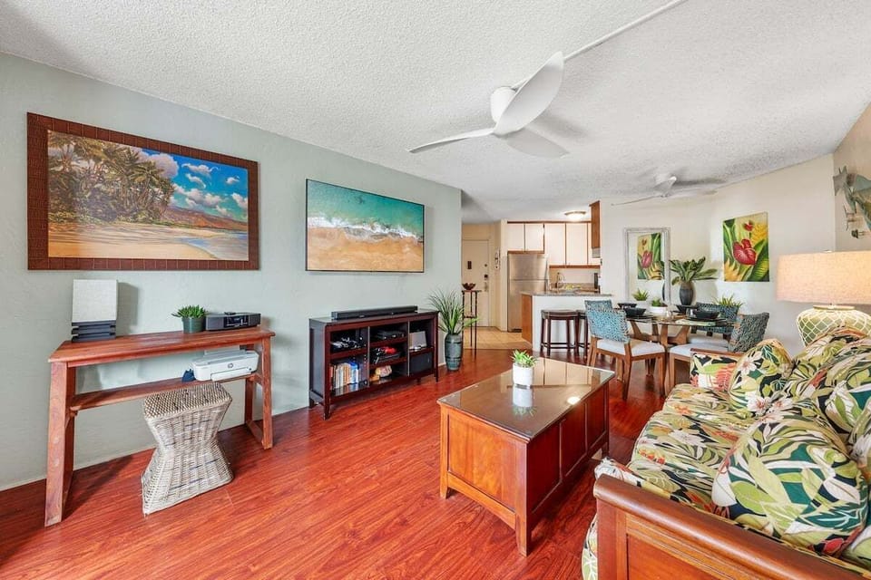 Comfortable open-plan living space ideal for relaxing after beach days.