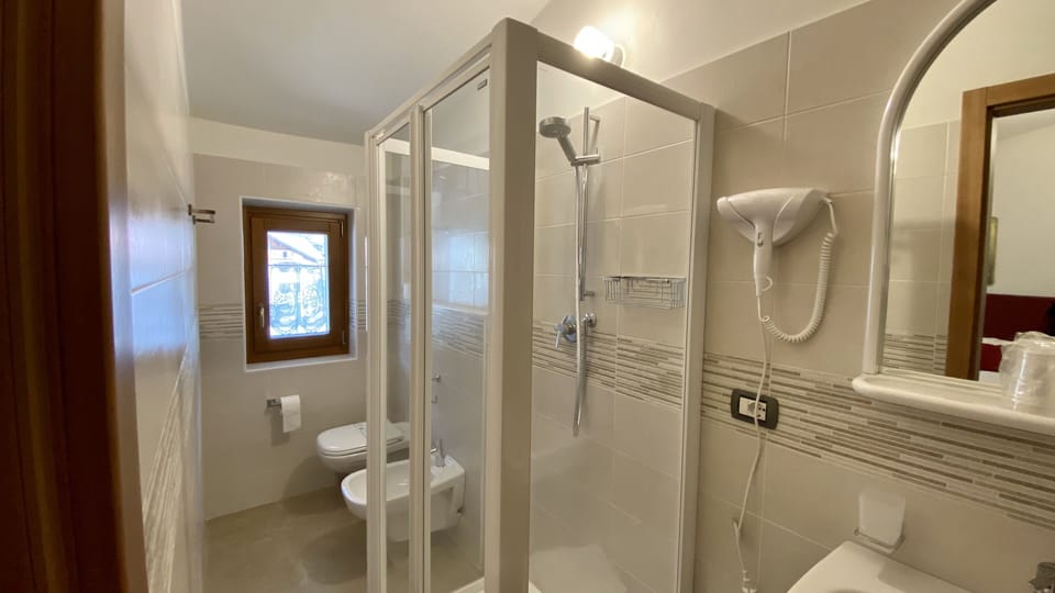 Traditional Double or Twin Room | Bathroom | Shower, hair dryer, bidet, towels
