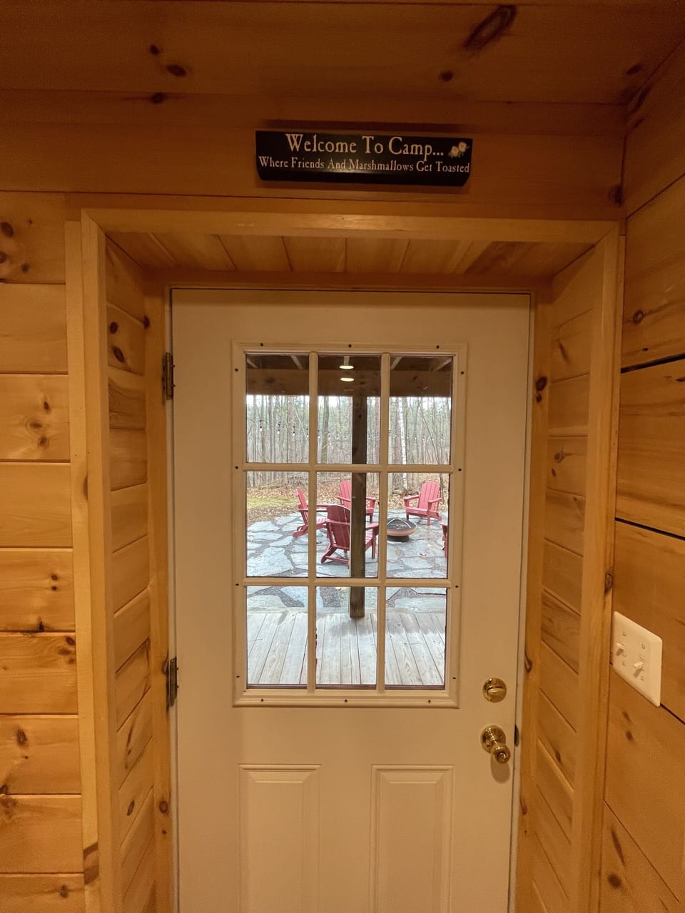 basement door to back porch and firepit area
