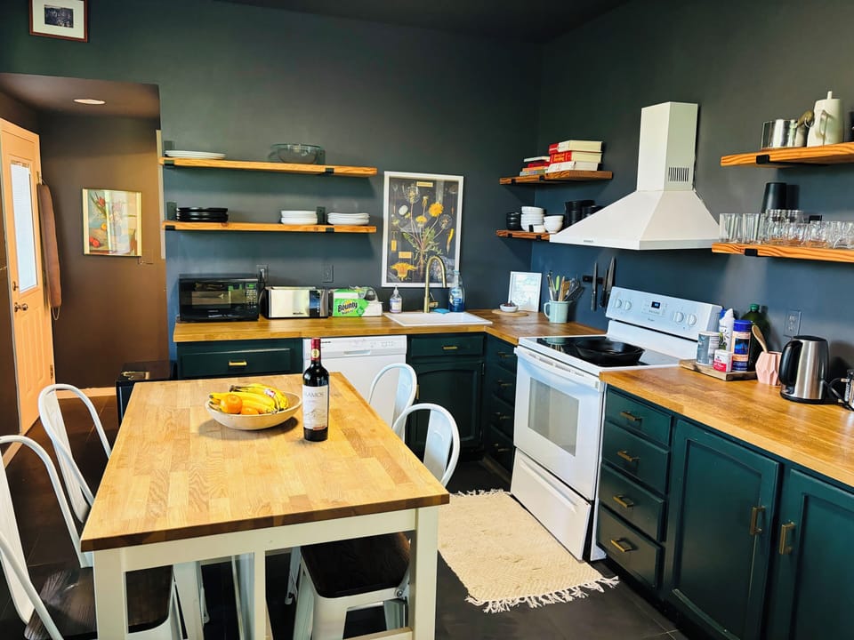 Spacious kitchen with all the basics for meal preparation
