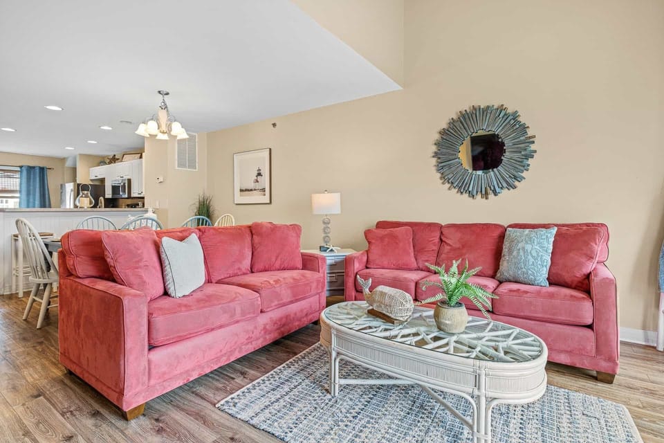 Spacious living room flat screen tv, private porch open to kitchen and living rm