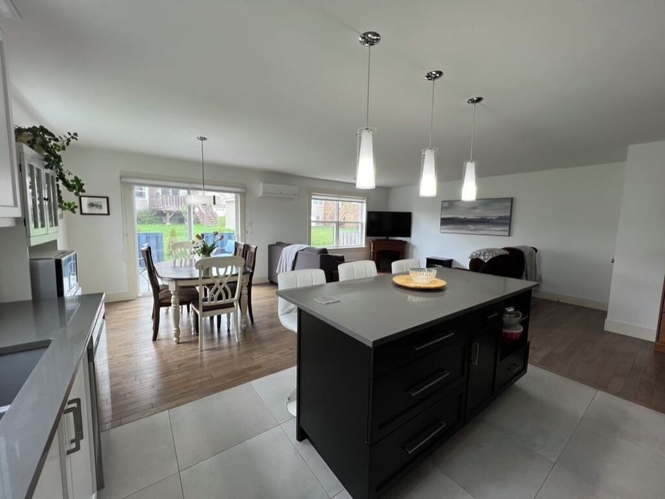 Extended island with quartz counter tops