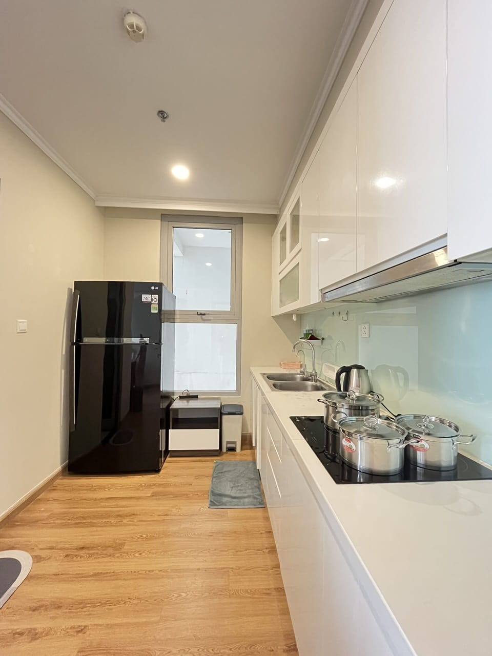 Luxury Apartment | Private kitchen | Fridge, microwave, stovetop, electric kettle