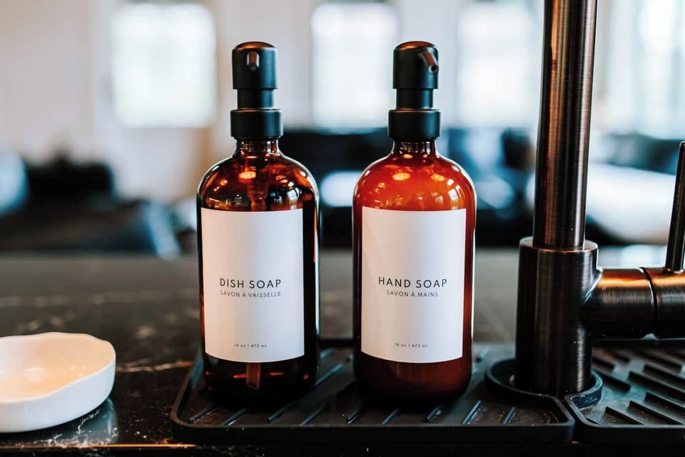 We provide dish and hand soap, dishwasher pods, a fresh sponge for each guest, paper products and cooking oil and spices. 