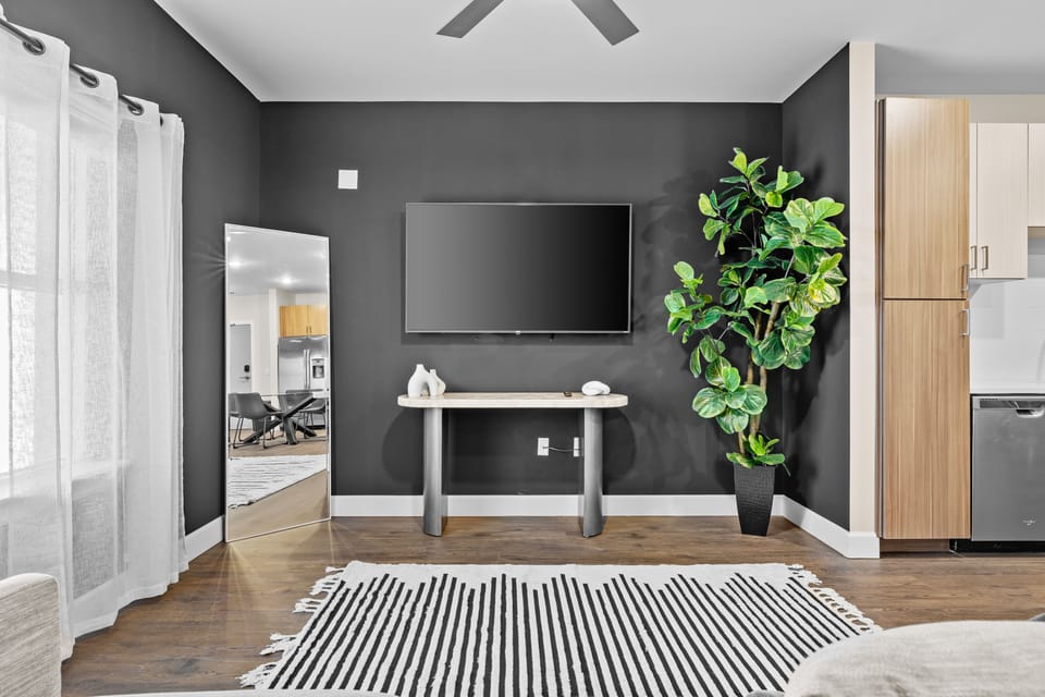 Luxury Apartment | Living room | 65-inch LCD TV with digital channels, Netflix, Hulu