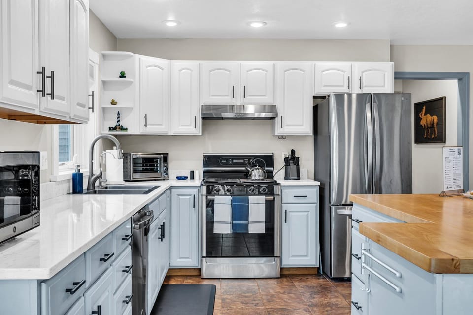 Our spacious kitchen is fully equipped with all cooking and dining essentials.