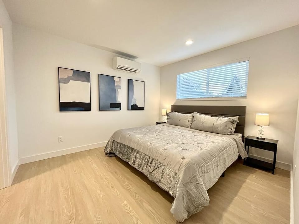 1st Bedroom downstairs with King size bed and walk in closet