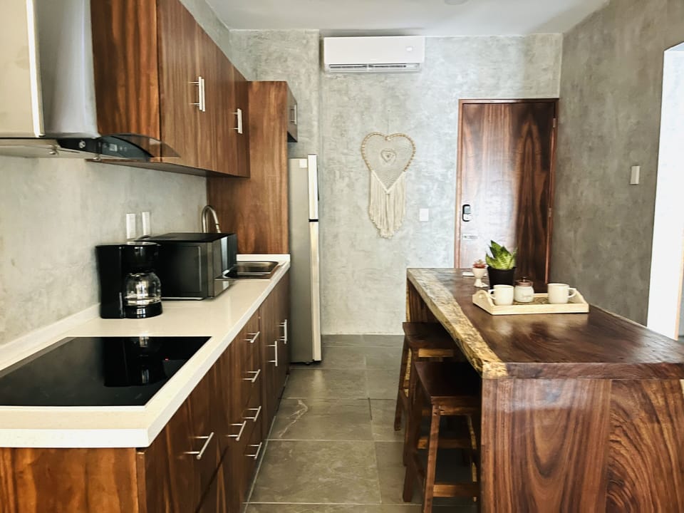 Basic Apartment | Private kitchen | Full-size fridge, microwave, stovetop, griddle