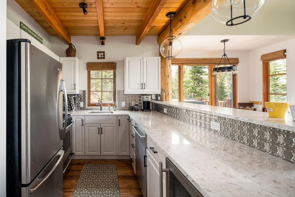 Indoors, Kitchen, Refrigerator, Floor, Sink