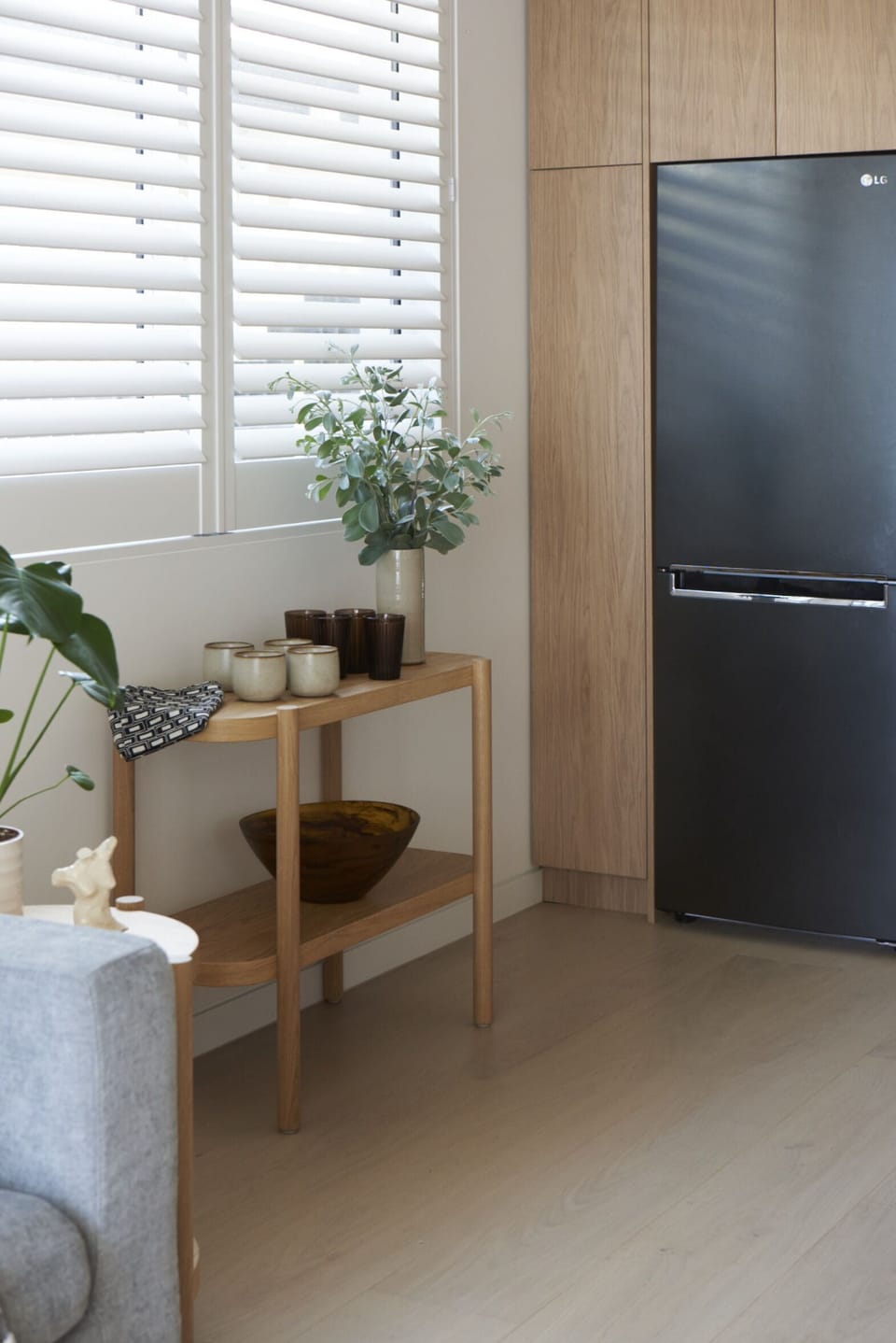 Kitchen with full size fridge. Filtered still & sparkling water supplied.