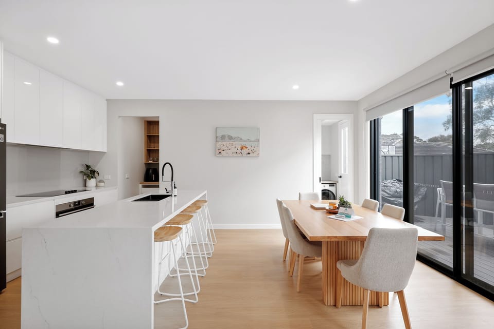Sleek kitchen space perfect for culinary adventures.