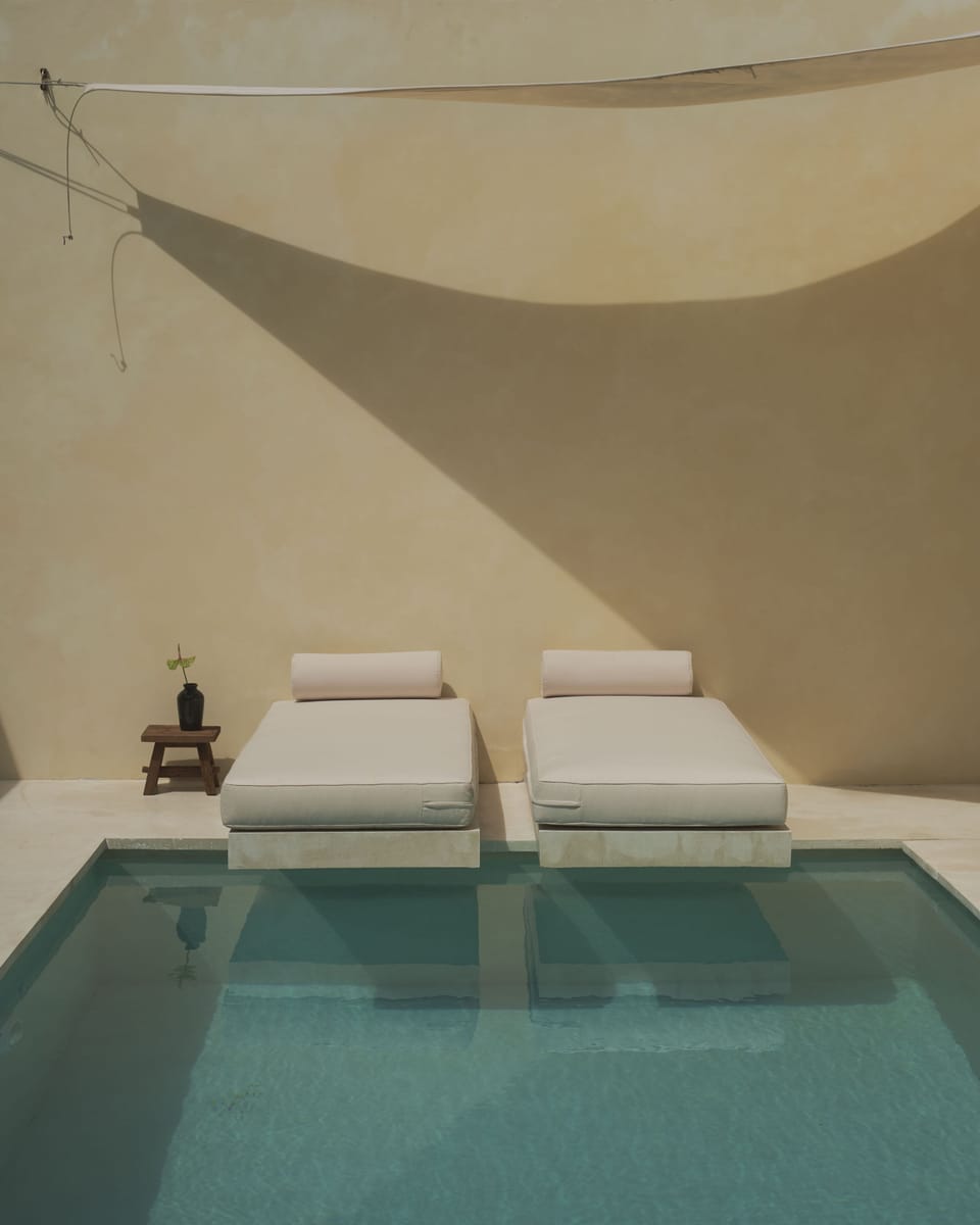 Outdoor pool, sun loungers