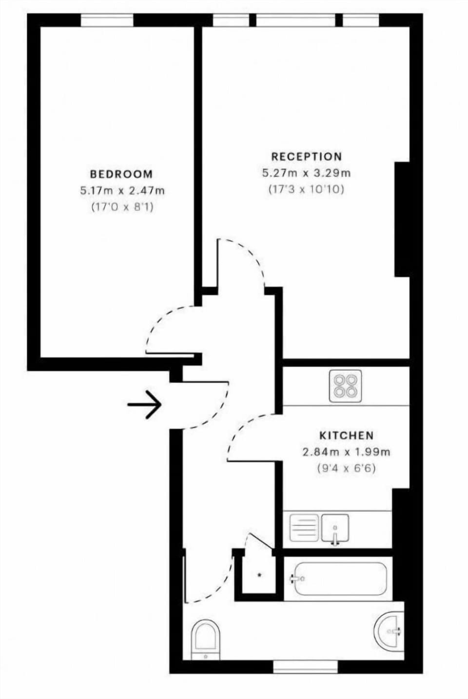 Apartment | Living area | 45-inch Smart TV with digital channels
