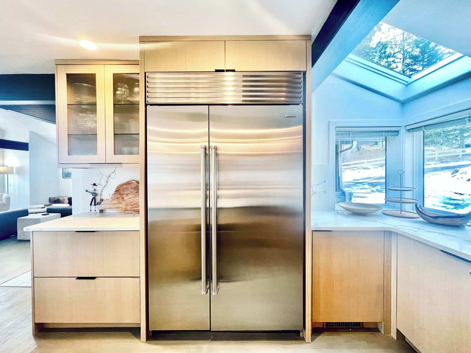 subzero Fridge and Freezer with lots of space for hosting a full house of guests