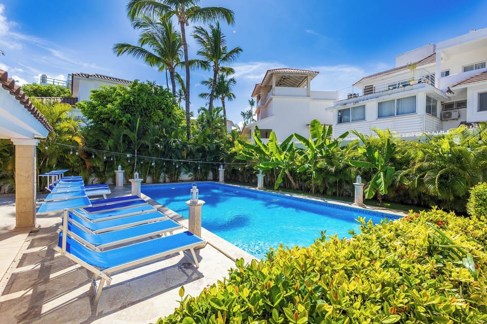 The villa's outdoor oasis provides the perfect backdrop for leisurely afternoons