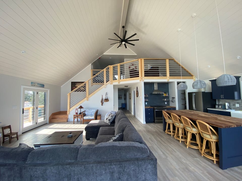 View of great room from lakeside