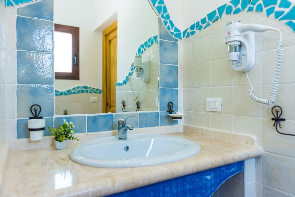 Shower, free toiletries, hair dryer