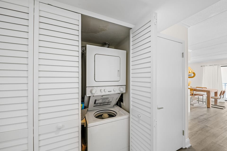 In unit laundry. We provide pods and dryer sheets. 