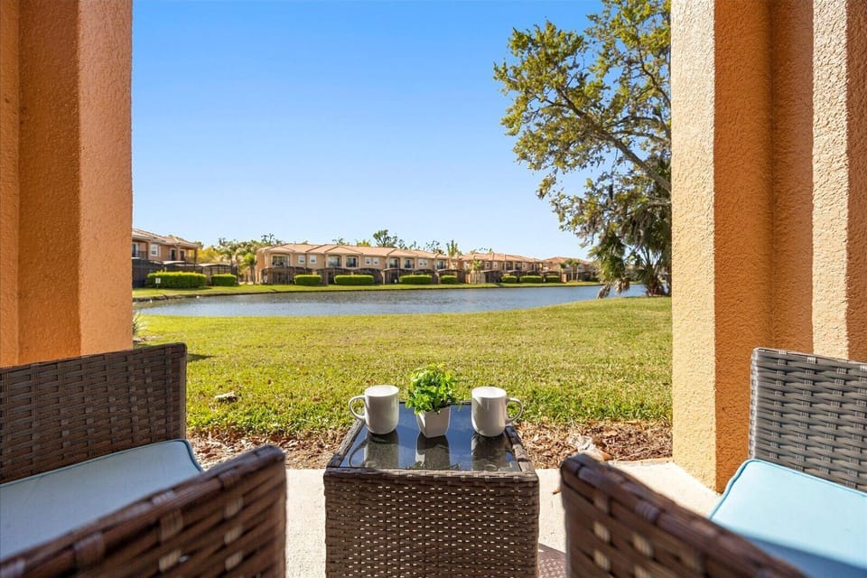 Our vacation home has an unobstructed view of the pond and clubhouse!