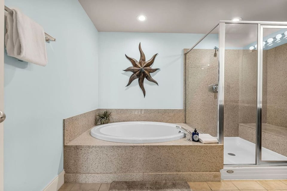 Primary Bathroom with Double Vanity, Garden Tub and Walk-In Shower