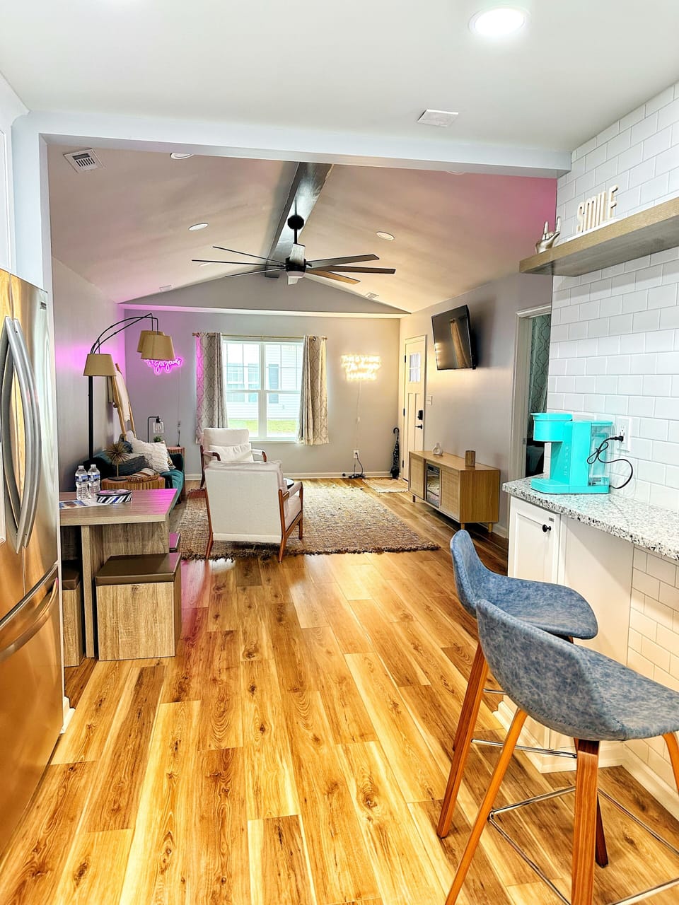 Open concept with vaulted ceiling