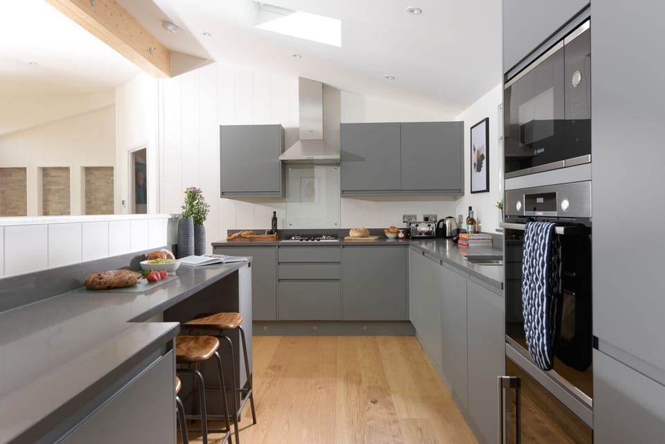Fridge, dishwasher, electric kettle, toaster